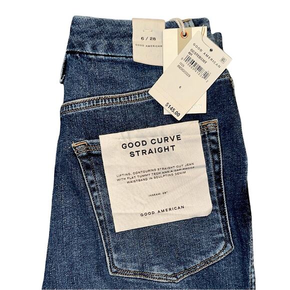 NWT Good American Good Curve Exposed Button High Rise Straight Jean Sz 6/28 $145 - Picture 7 of 8